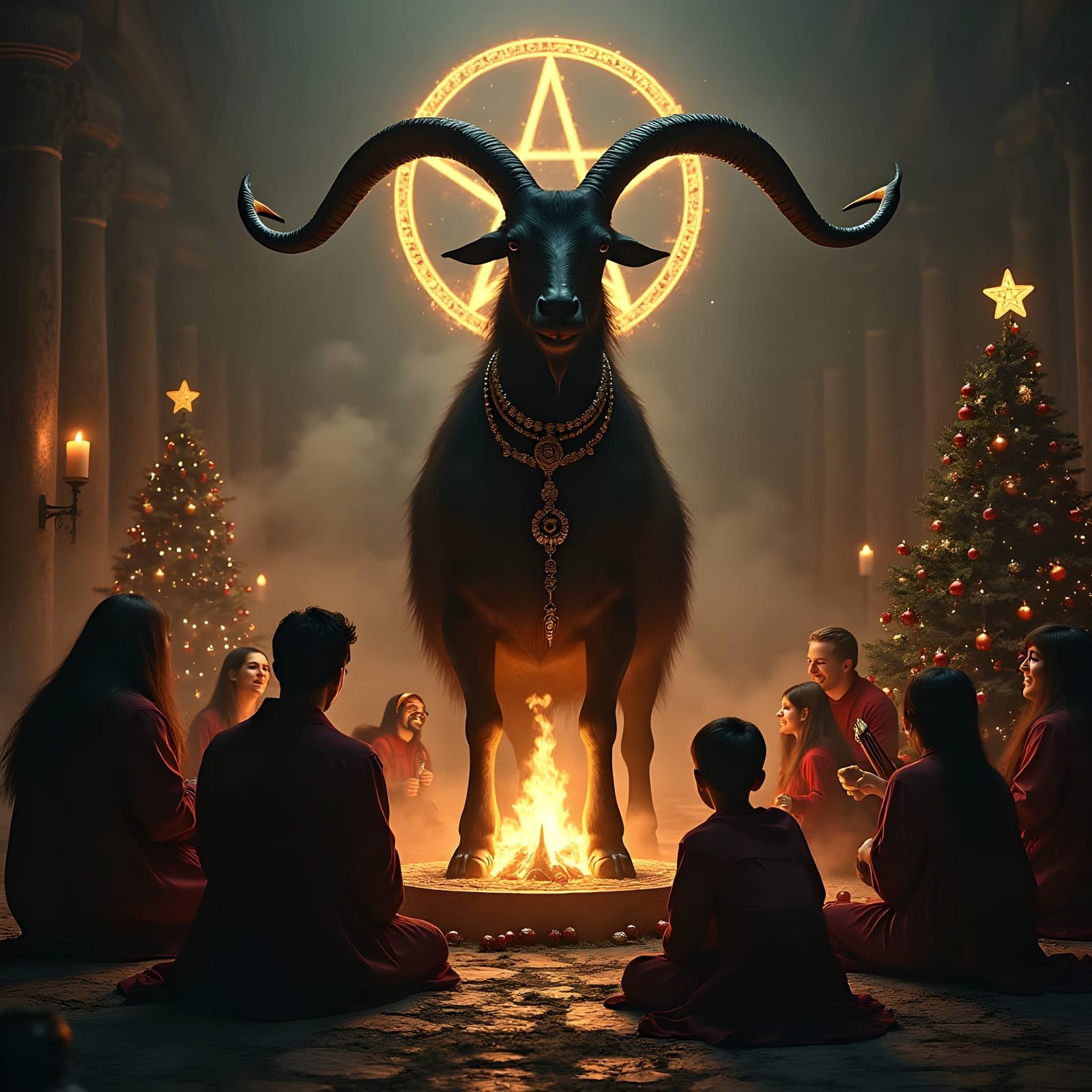Macabre Christmas Pagan Ritual with a Giant Goat