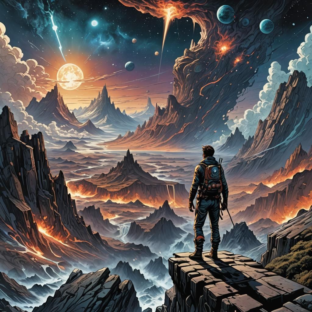 Adventurer at World's End in Comic Book Art