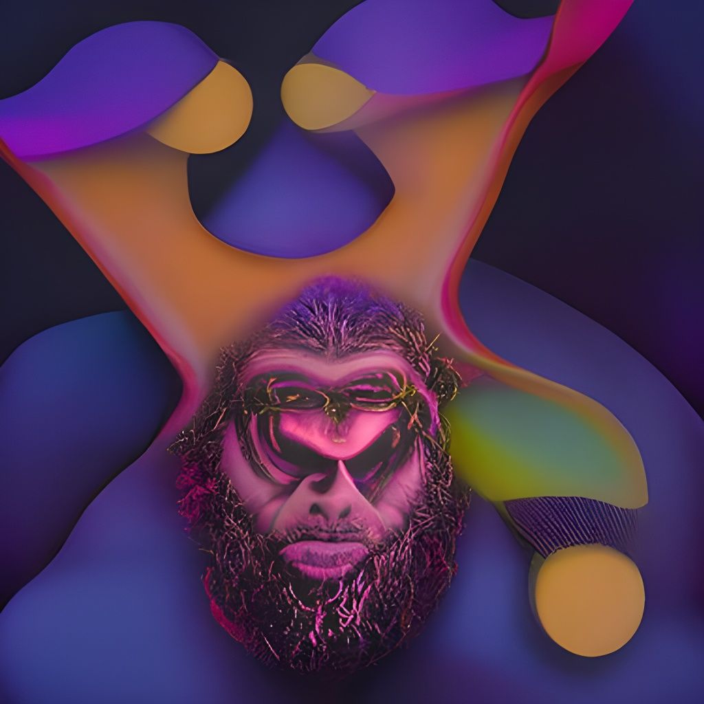 Neon Fractal Ape Man Poster Art