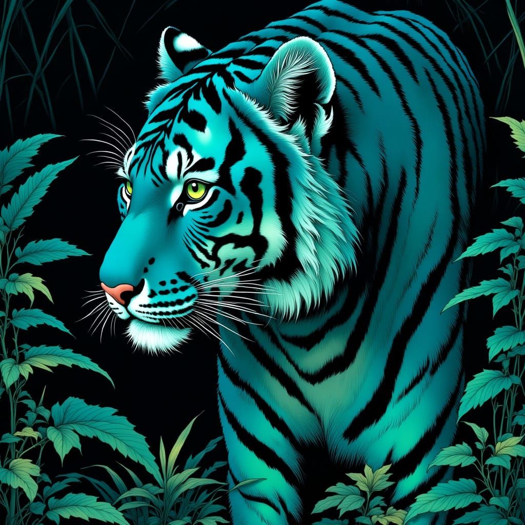 Electric Tiger in Neon Jungle