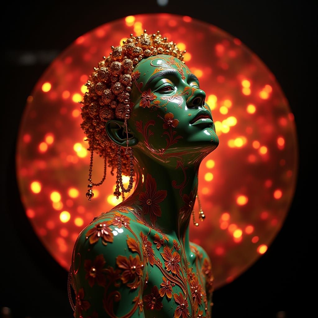 Hyperrealistic Sculpture With Vivid Colors and Dynamic Light...
