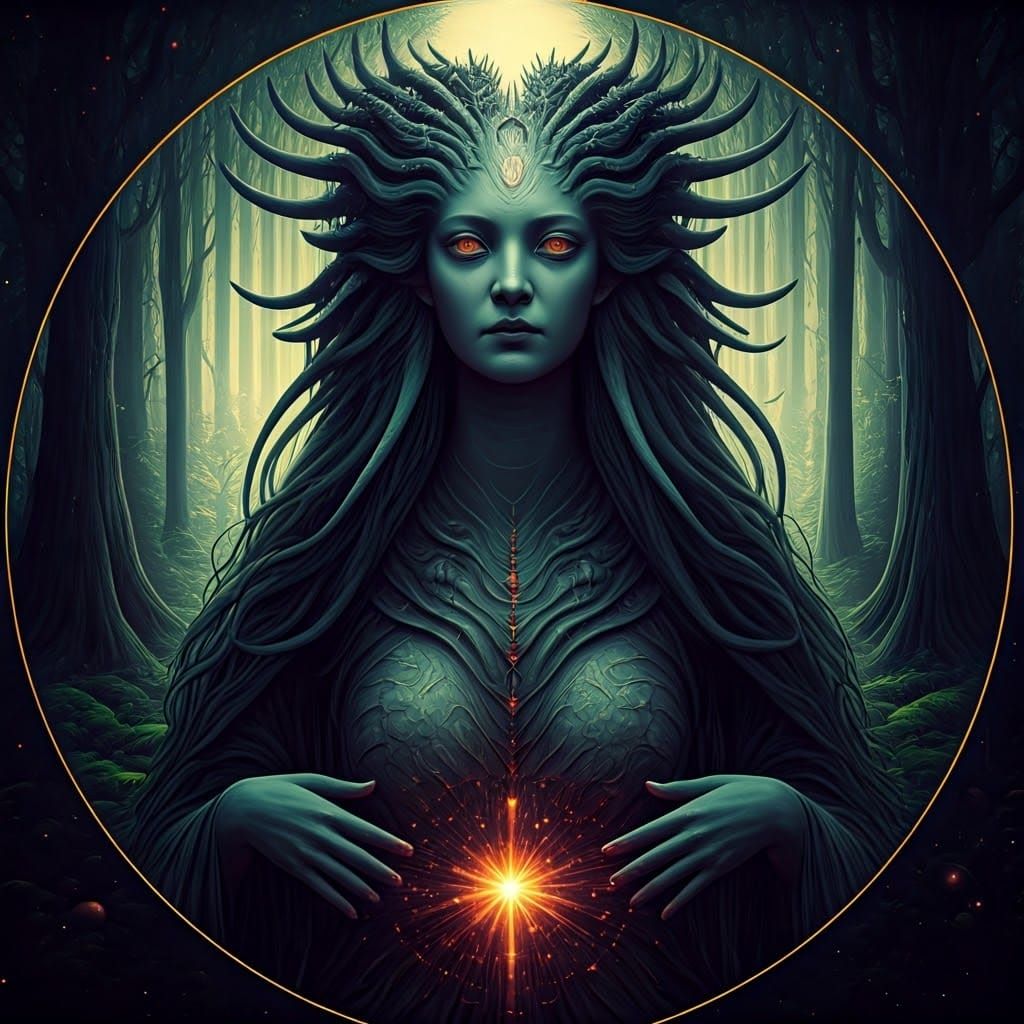 Cosmic Goddess in Forest Tessellation