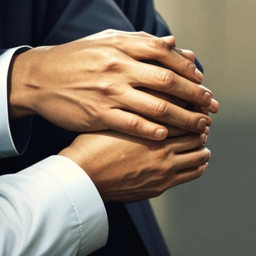 One pair of hands, closeup, clasped in prayer.