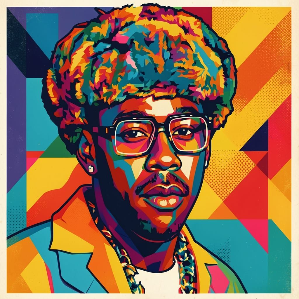 Tyler the Creator Pop Art Portrait in Bauhaus Style