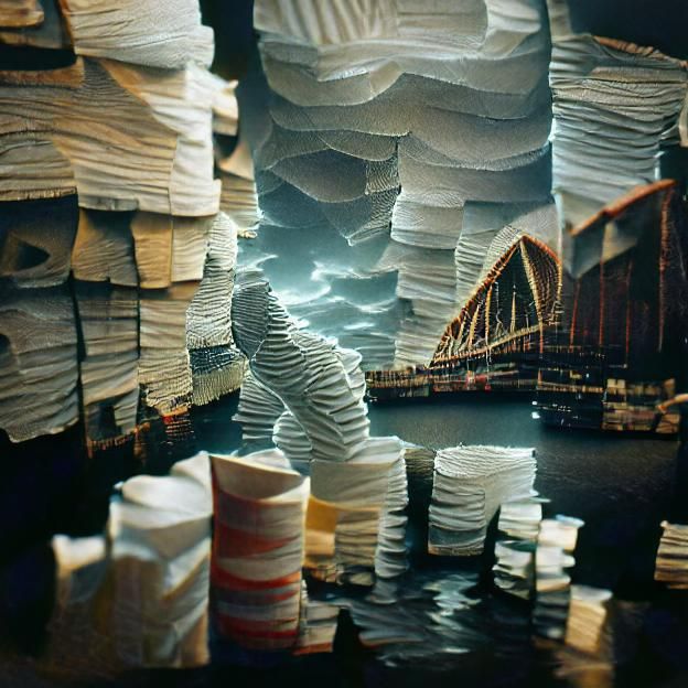 Sydney Harbour Papercraft: Hyperrealistic 3D Render