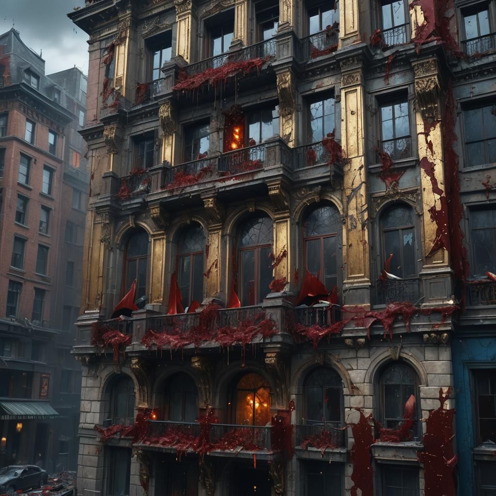 Dark Fantasy Hotel with Crimson Window