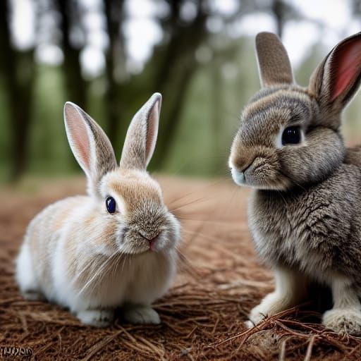 Cute Cottontail Baby Bunny Portrait in Woods