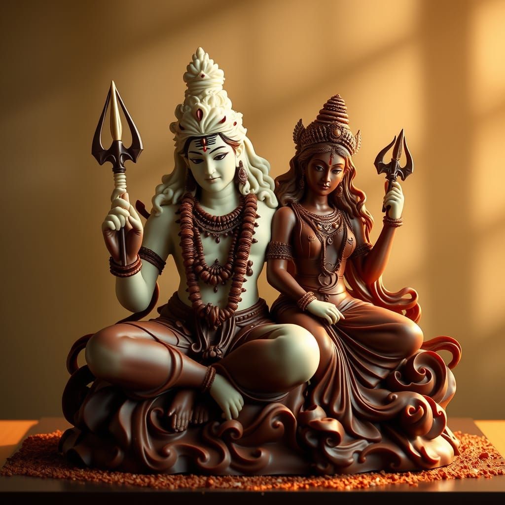 Chocolate Sculpture of Shiva and Parvati