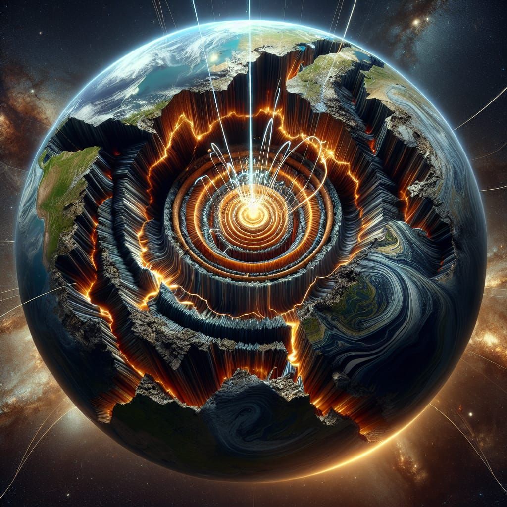 Cosmic Earth Core Explosion in Geological Textures