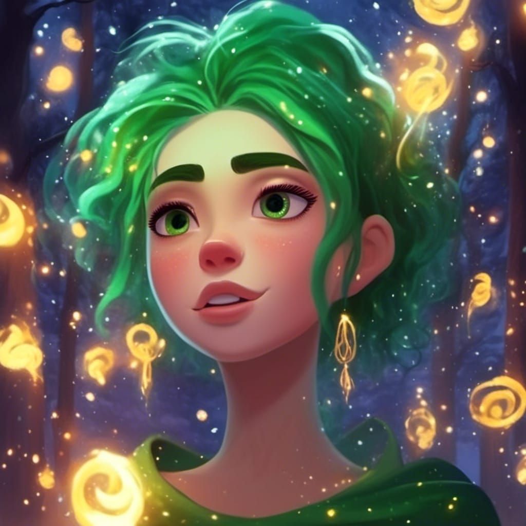 Disney Forest Goddess Portrait with Magic Swirls