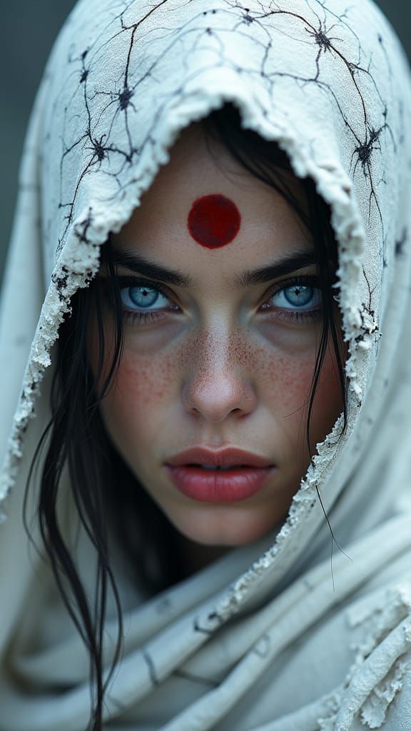 Striking Warrior Woman with Piercing Gaze