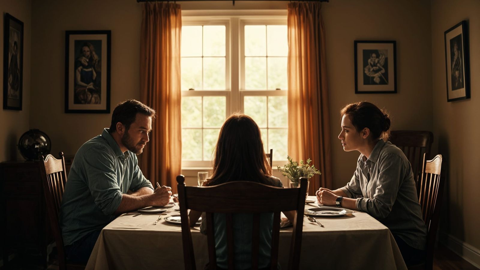 Sinister Family Dinner with Empty Chair, Greg Rutkowski Styl...