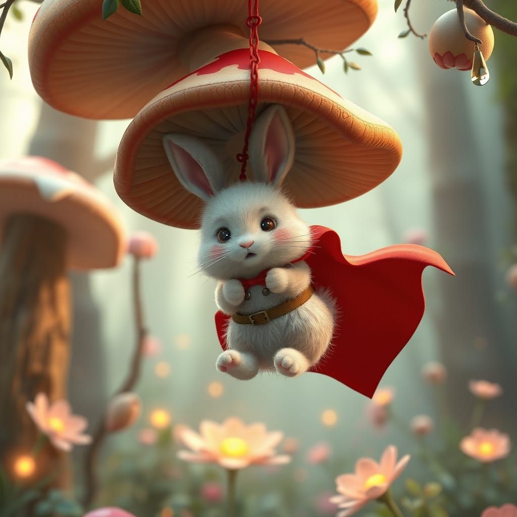 Tangled Bunny Superhero in Whimsical Forest