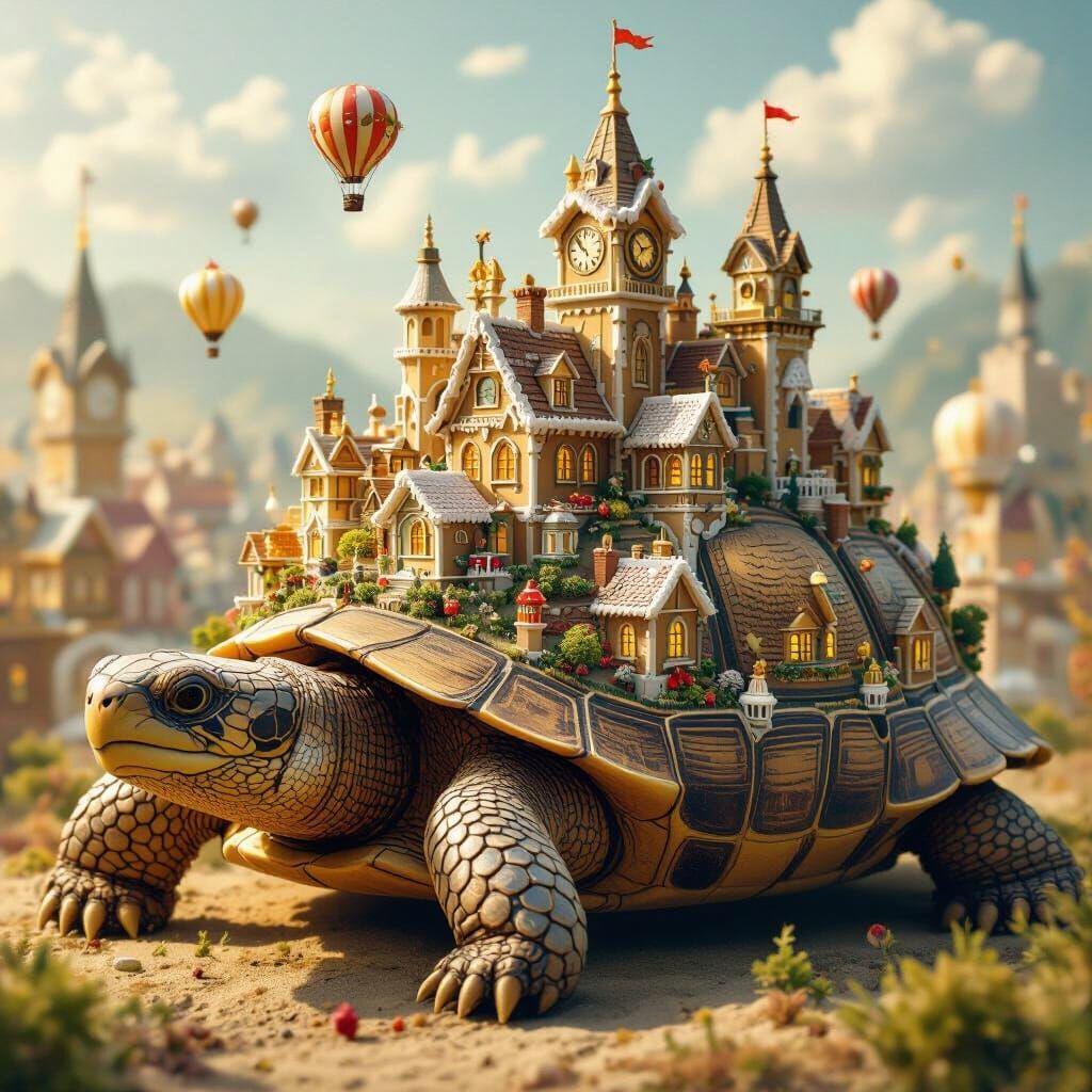 Victorian City Rests on Giant Tortoise Shell