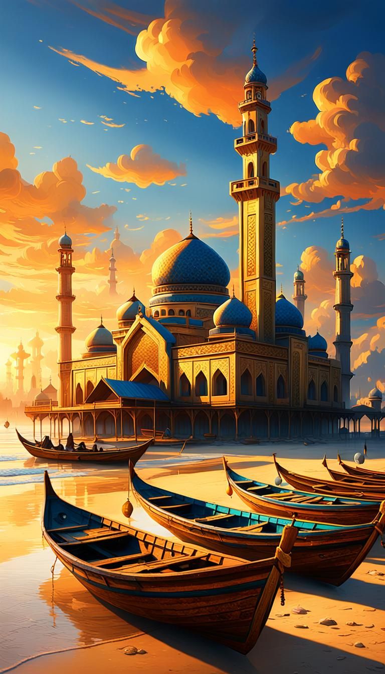 Jukung Boats on Beach with Art Nouveau Details