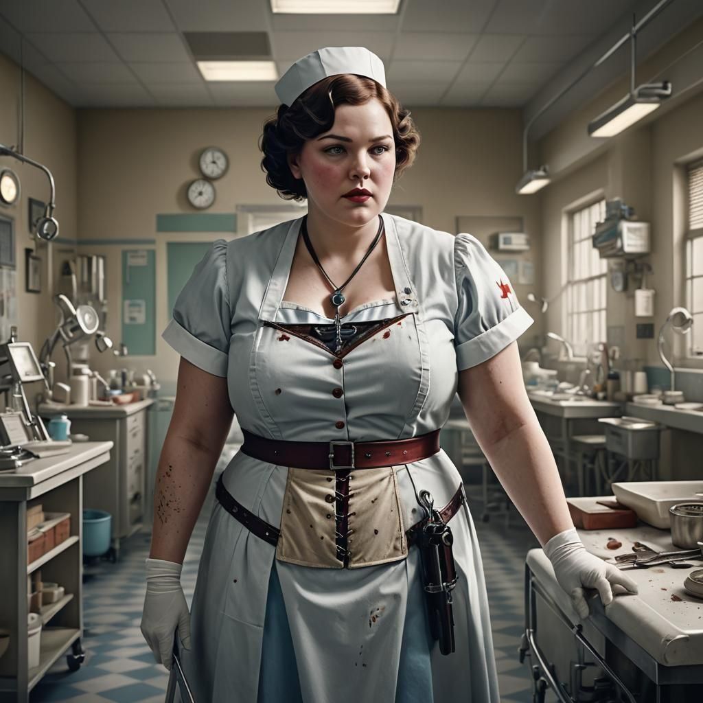 1920s Nurse with Scalpel in Operating Room