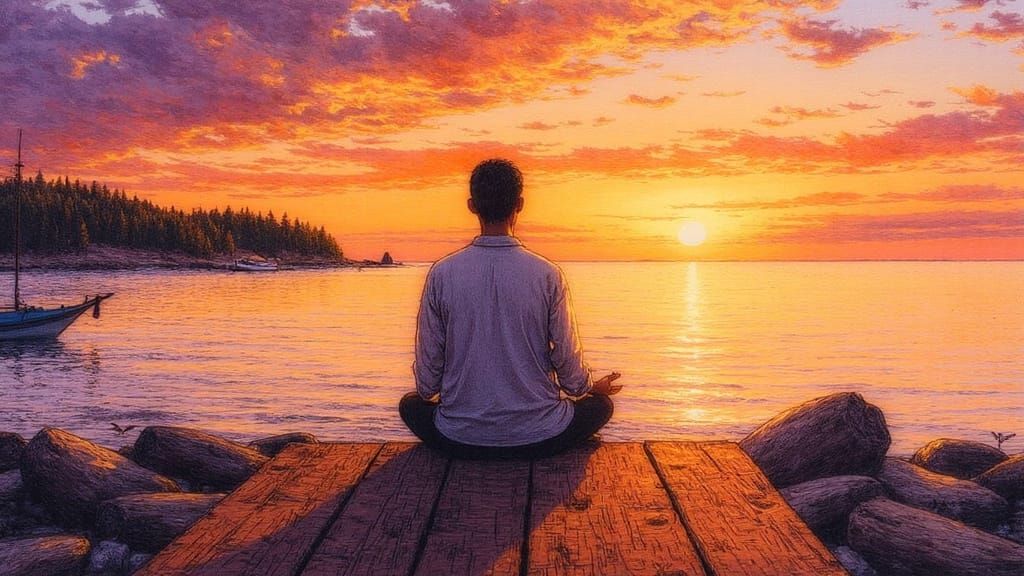 Meditating at Sunset: Moment of Zen