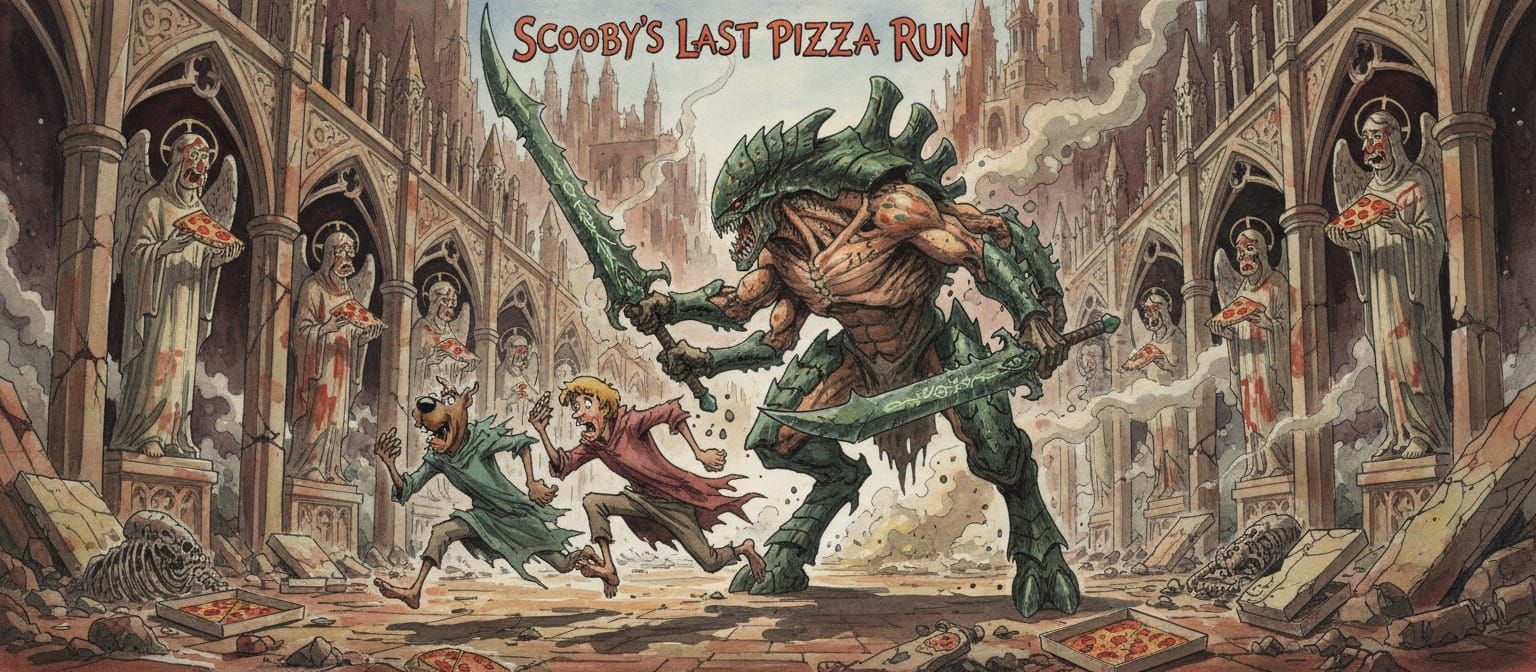 Scooby Doo & Shaggy Flee Tyranid in Gothic Arcology