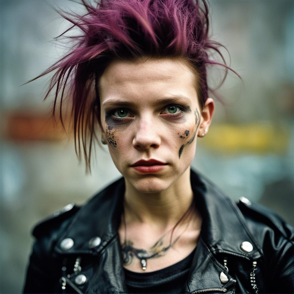 Punk Girl Portrait in Industrial Setting, Ultra Real