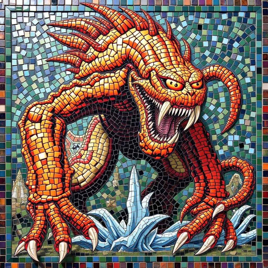 Fantastical Creature Mosaic Art