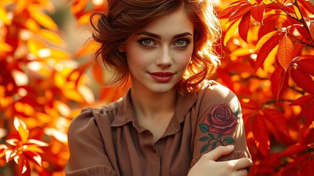 Tattoo Artist Creates Rose Tattoo in Art Nouveau Style