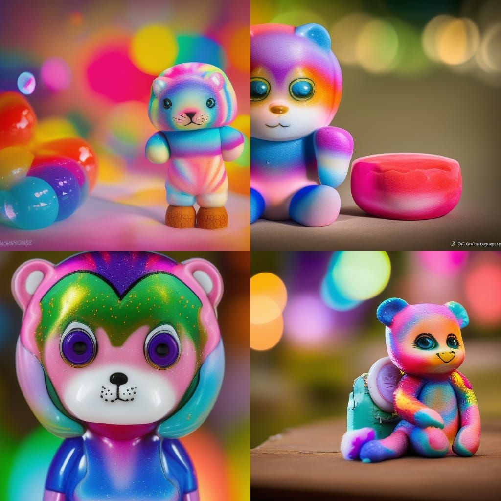 Valentine's Bear Toy Photo in Lisa Frank Style