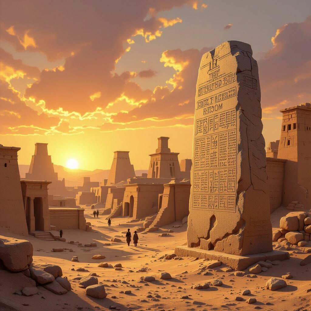 Ancient Sumerian City at Sunset: The Petrified Kingdom