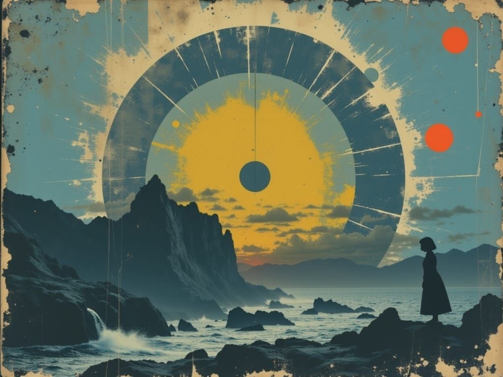 Turbulent Atmosphere: Abstract Collage in Futuristic Style