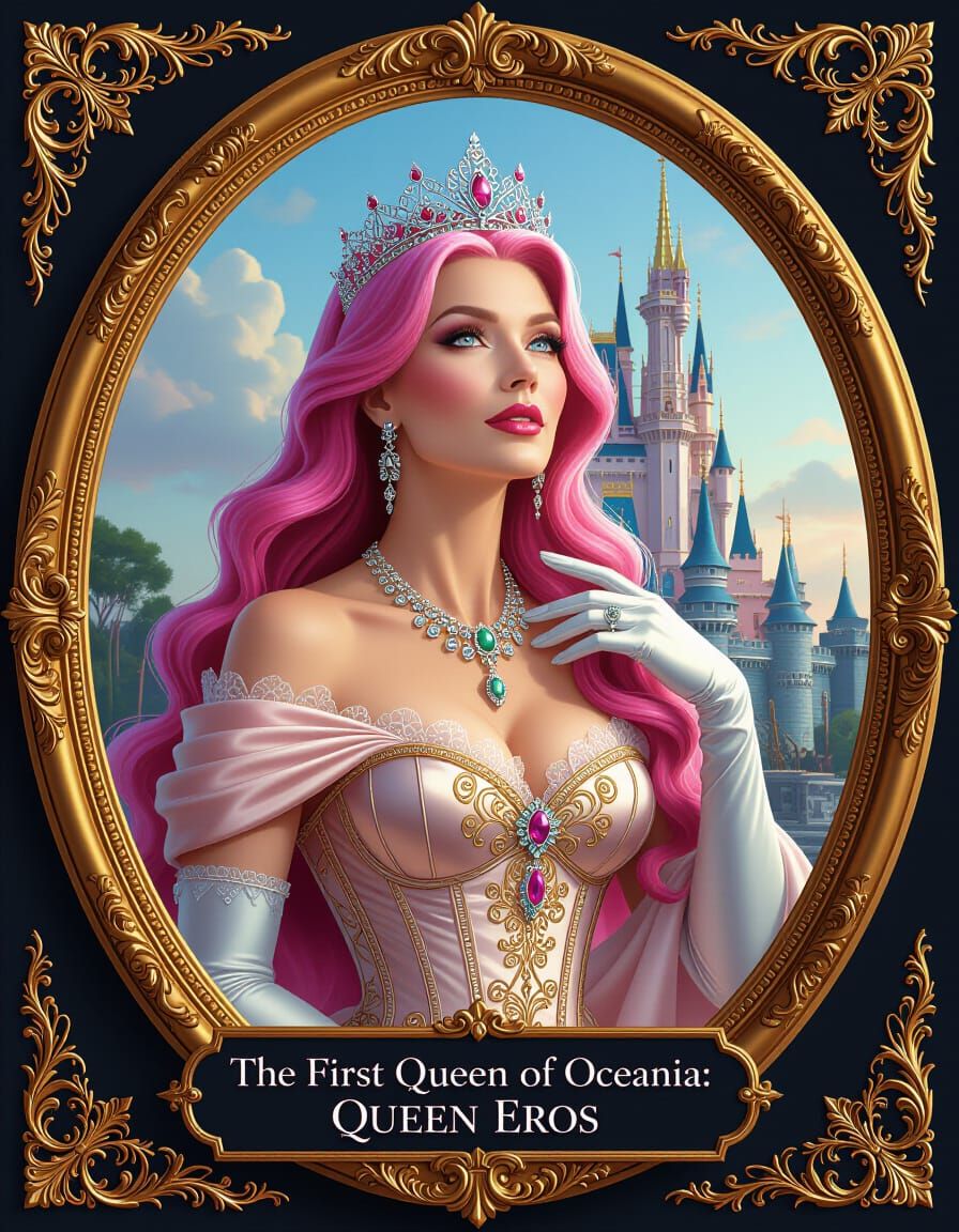 Elegant Queen with Neon Pink Hair in Dark Fantasy Style