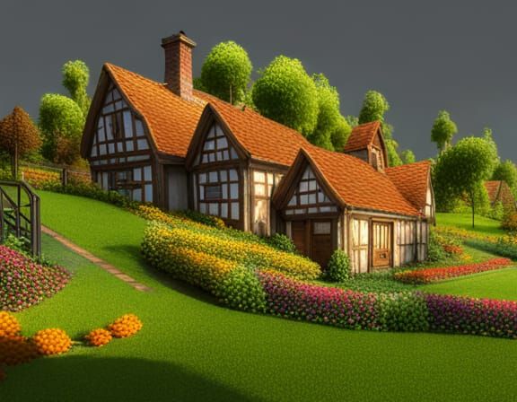 Charming Countryside Cottage with Flower Gardens