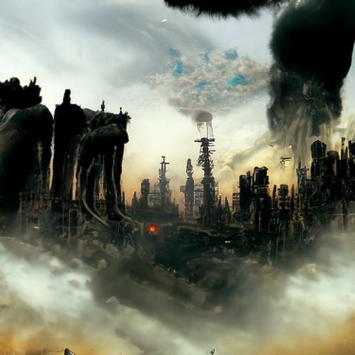 Cyborg Zombie Dragon in Dystopian Landscape