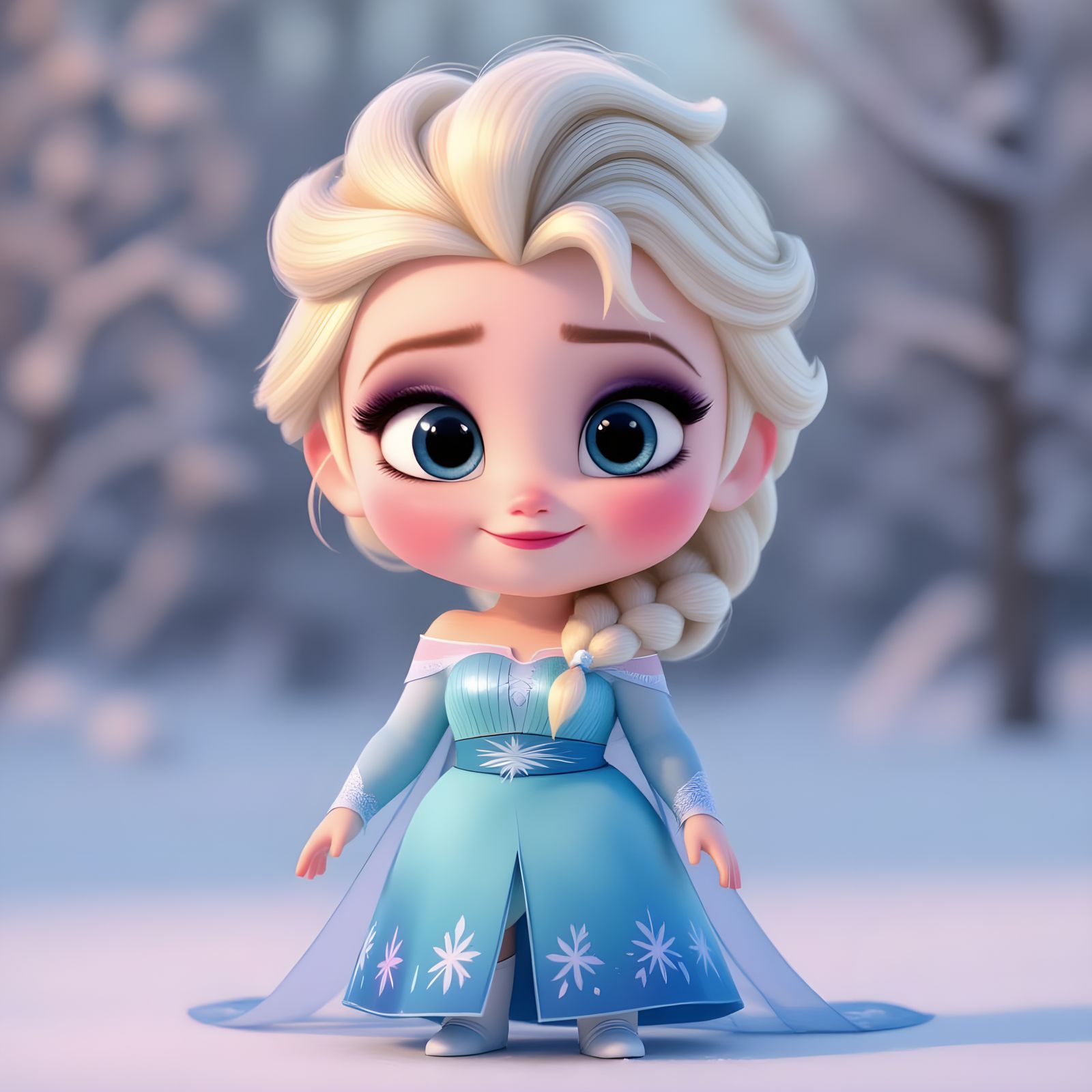 Cute Baby Elsa Pixar Rendered in Pastel Style