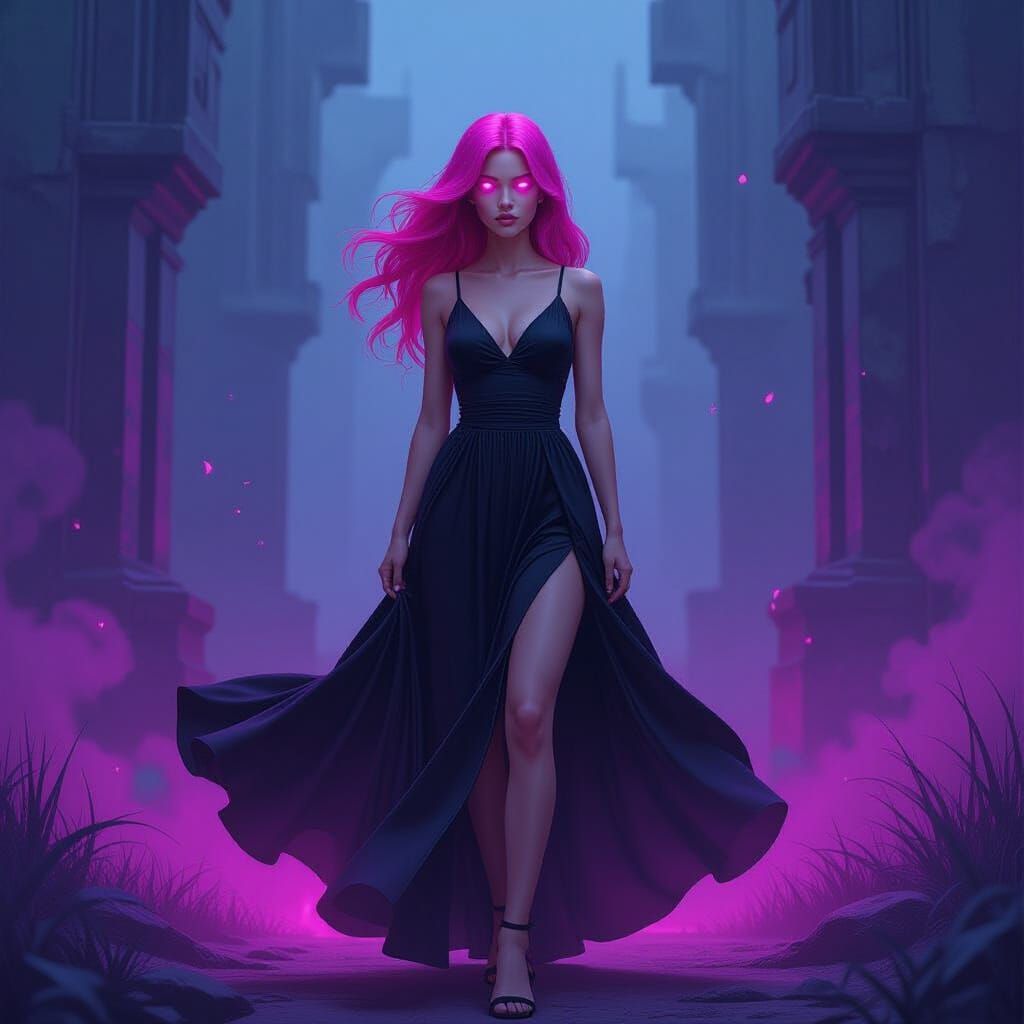 Dystopian Beauty in a Purple Landscape