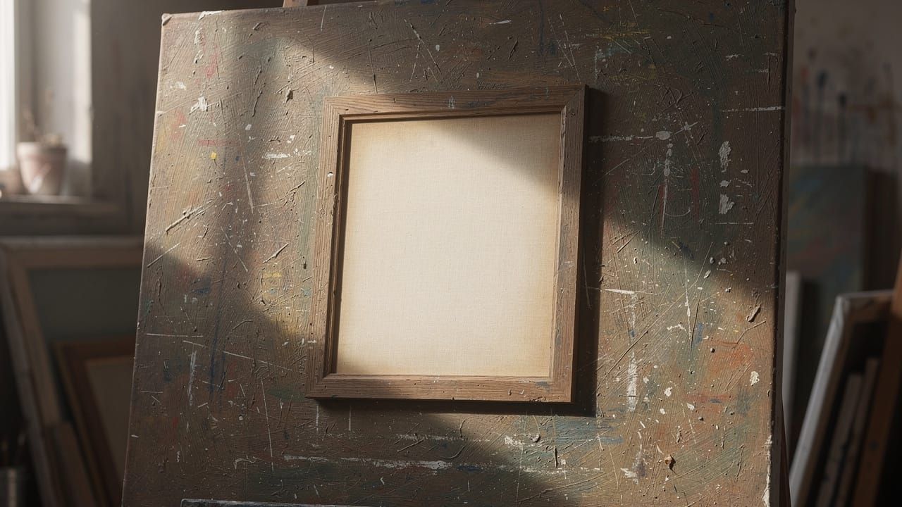 Empty Canvas: Unfinished Masterpiece in Hyperrealistic Digit...