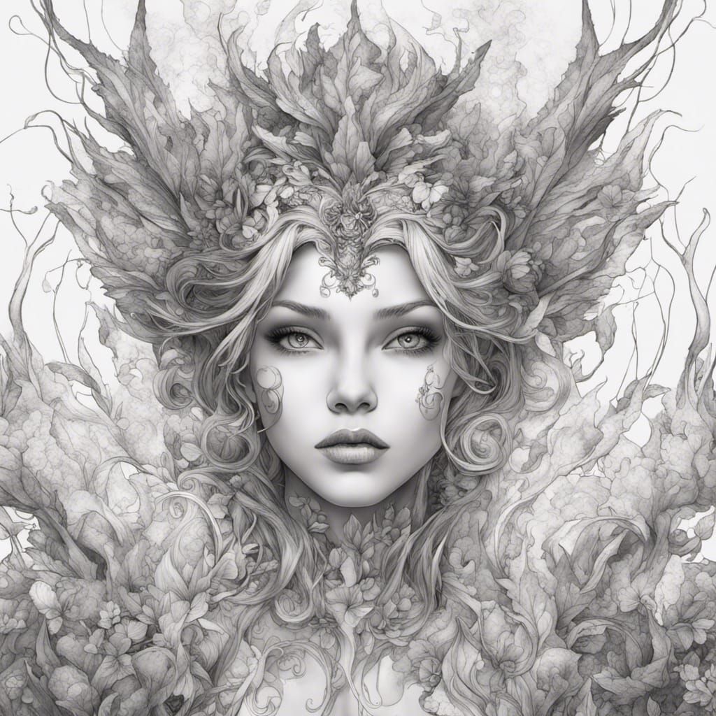 Magical Sprite Portrait Coloring Book Page