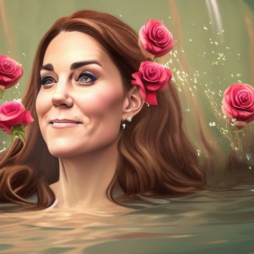 Kate Middleton in Rose Bath: Detailed Matte Painting