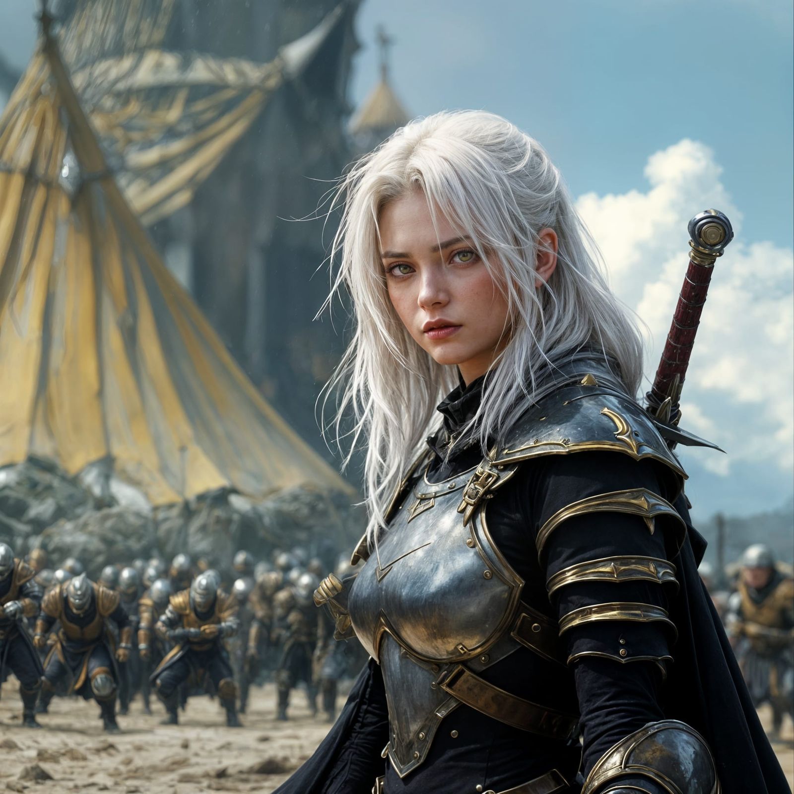 Tired Knight in Orc Camp: Fantasy Anime Style