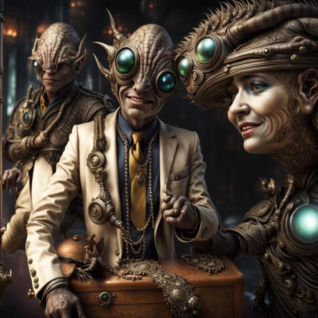 Photorealistic Aliens in Subdued, Magical Lighting