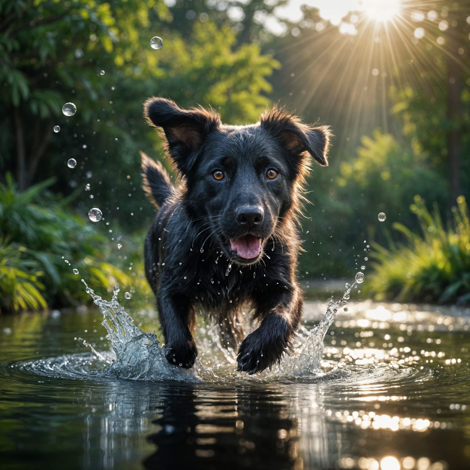Sleek Dog Diving into Crystal Water, Capturing Tennis Ball i...