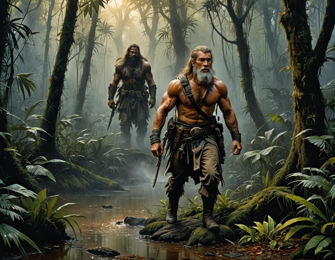 Explorer Lost in Amazon Jungle: Hyperrealistic Matte Paintin...