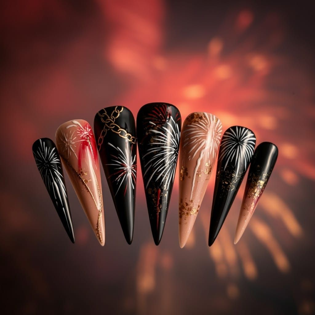 Glamorous Nail Art in Edgy Movie Star Style