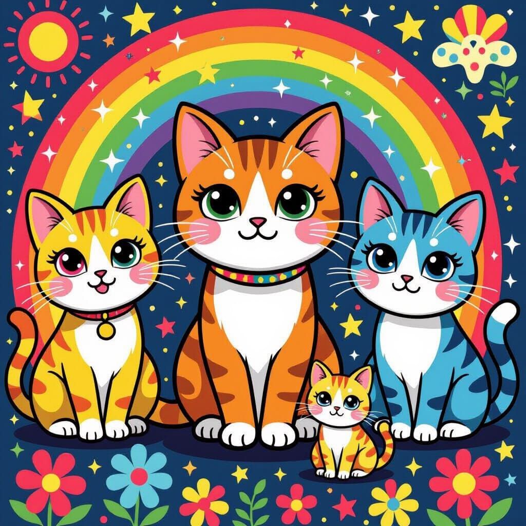 LGBTQ Cats in Rainbow Surroundings