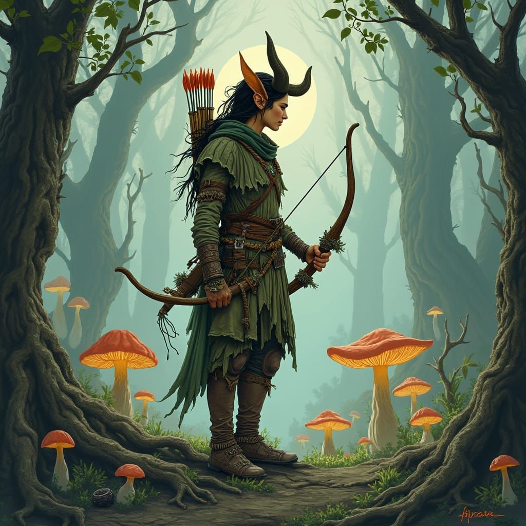 Wood Elf Archer in Misty Forest Glade