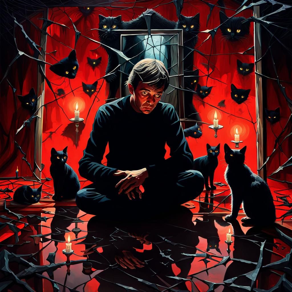 Ominous Surrealist Oil Painting of Superstition