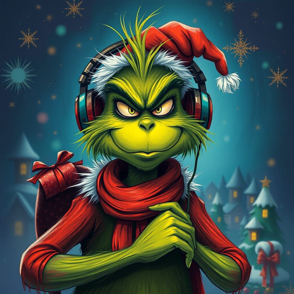 Grinch's Christmas Plot: Abstract Art in Complementary Color...