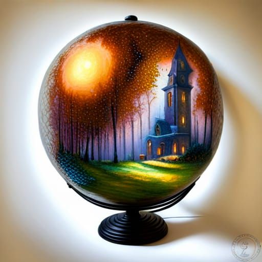 Ethereal Disco Ball in Luminist Fantasy Landscape