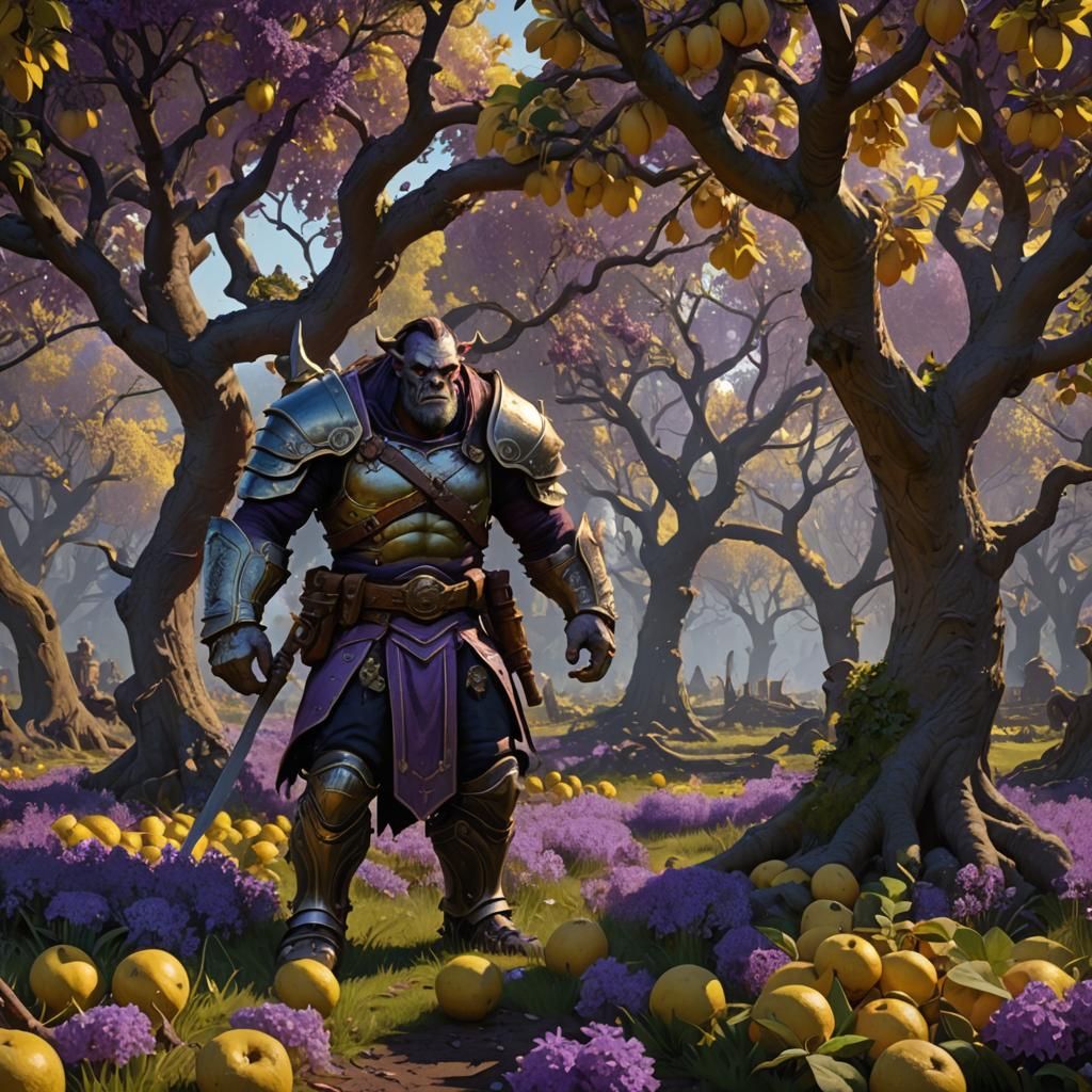 Orchard Orc: Dark Fantasy Masterpiece in 8K