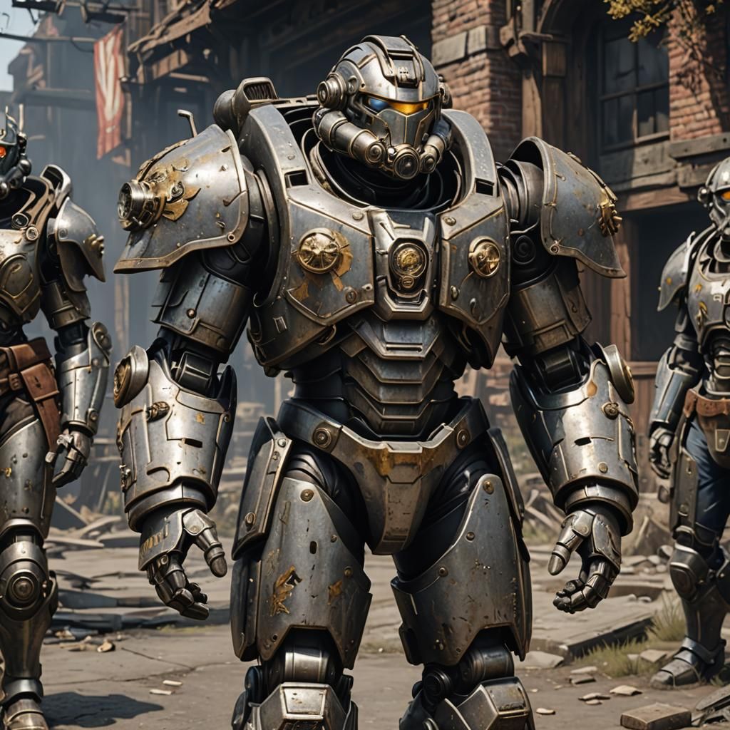 Medieval Fallout Power Armor in 3D Cinematic Style
