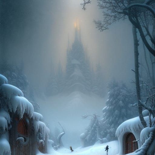 Spectacular Winter Snowscape in Rococo Style