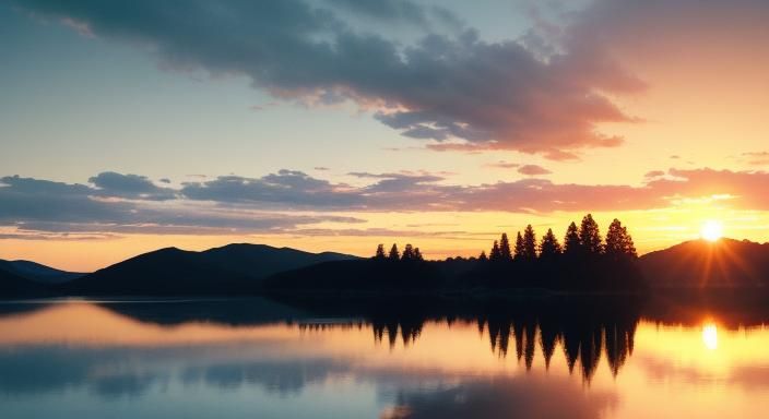 Golden Sunset Over a Tranquil Lake